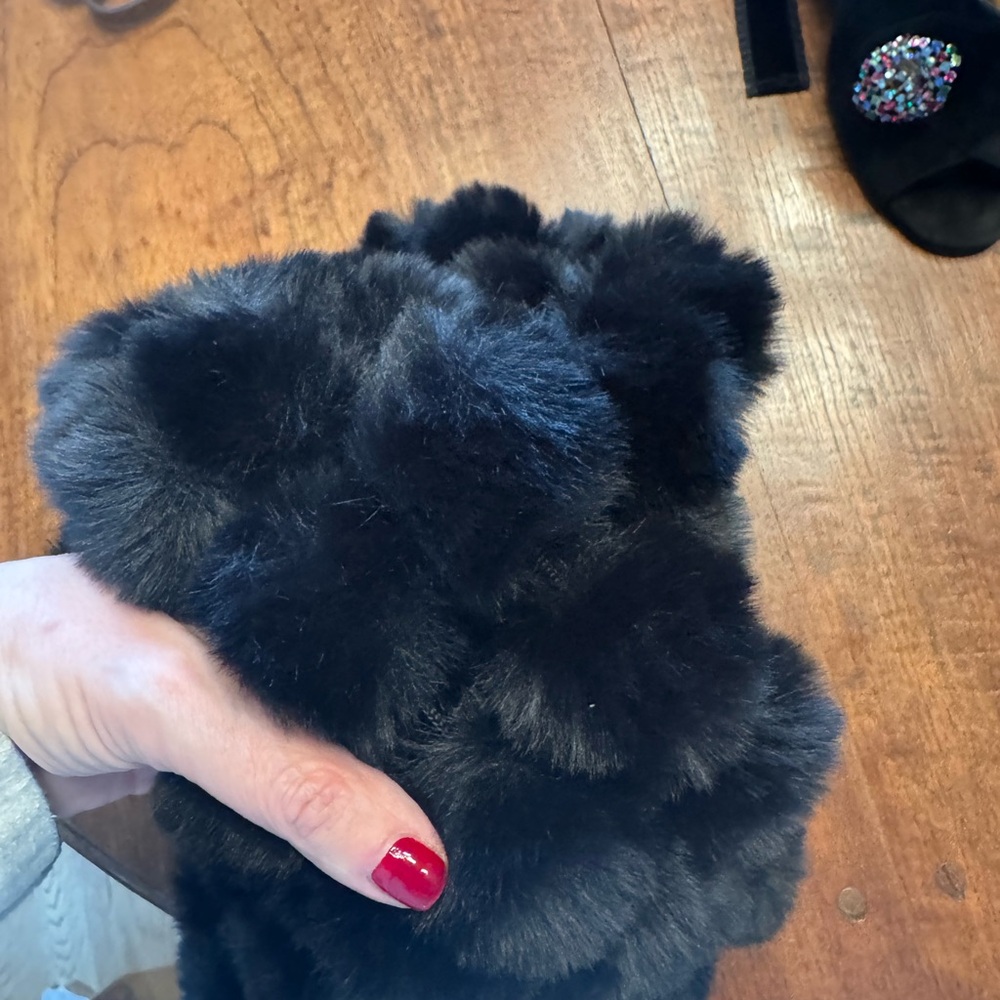 14th & Union Faux Fur Infinity Scarf - Pom poms black nwt